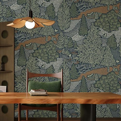 Peel and Stick Wallpaper for Home Decoration Kitchen Forest Treasure Hunt Wallpaper Removable Vinyl Self Adhesive Shelf Paper & Drawer Liner Roll House, Workshop & Office 17.3" x 118" SM-577-3