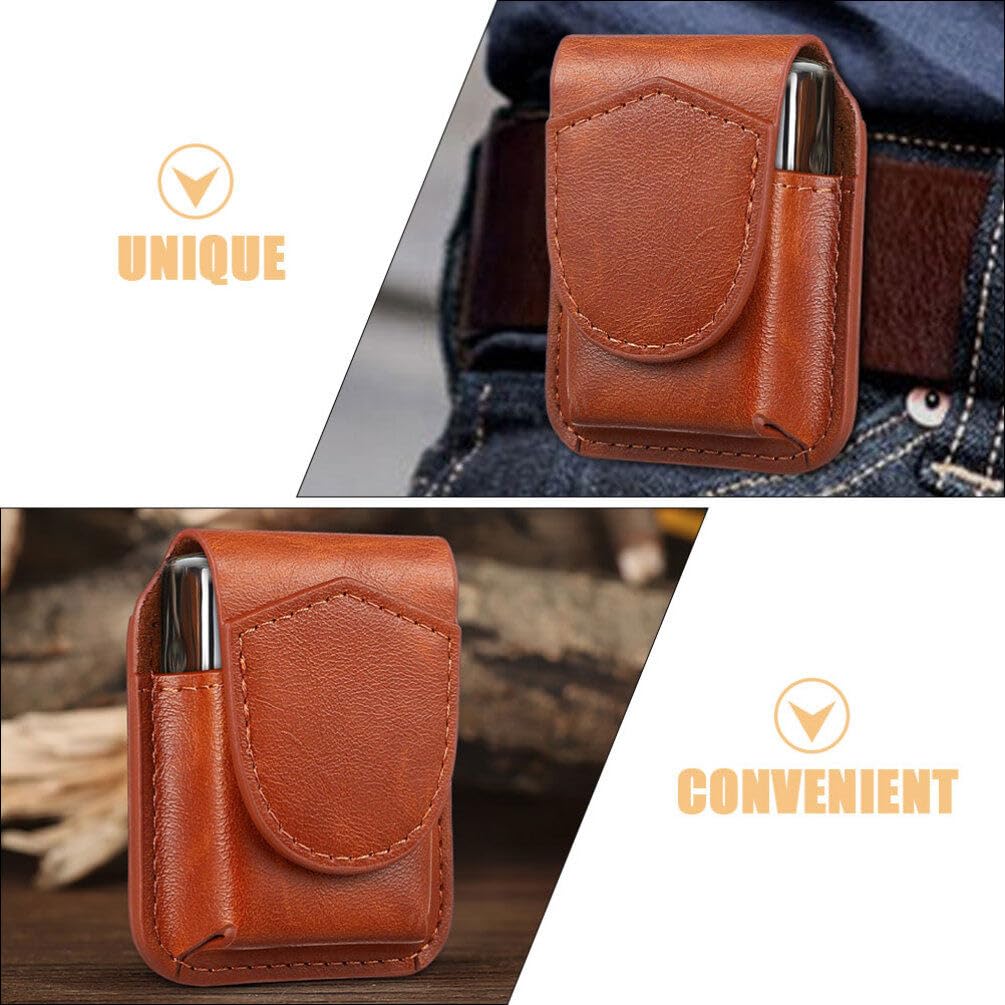 iplusmile Leather Lighter Case 2 Pack Cigarette Lighter Protective Sleeve Portable Storage Cover with Magnetic Buckle Compact 2.95X2.36X1.18In for Men