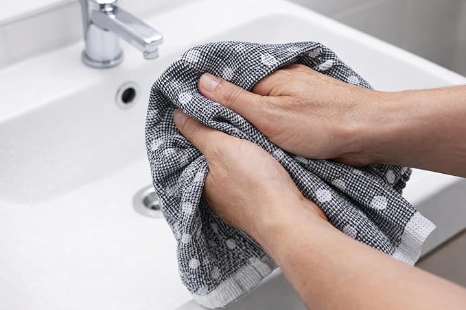 Black White Kitchen Hand Dish Towels: Oversized 28" x 16", 100% Cotton Cloth