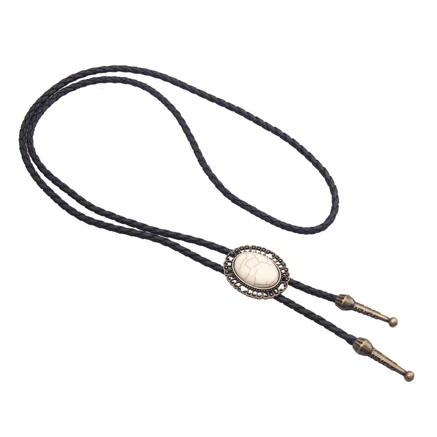 GelConnie Bolo Tie for Men Western Tie Gold Cowboy Tie White Turquoise Necktie Necklace American Indian Bolo Tie for Women