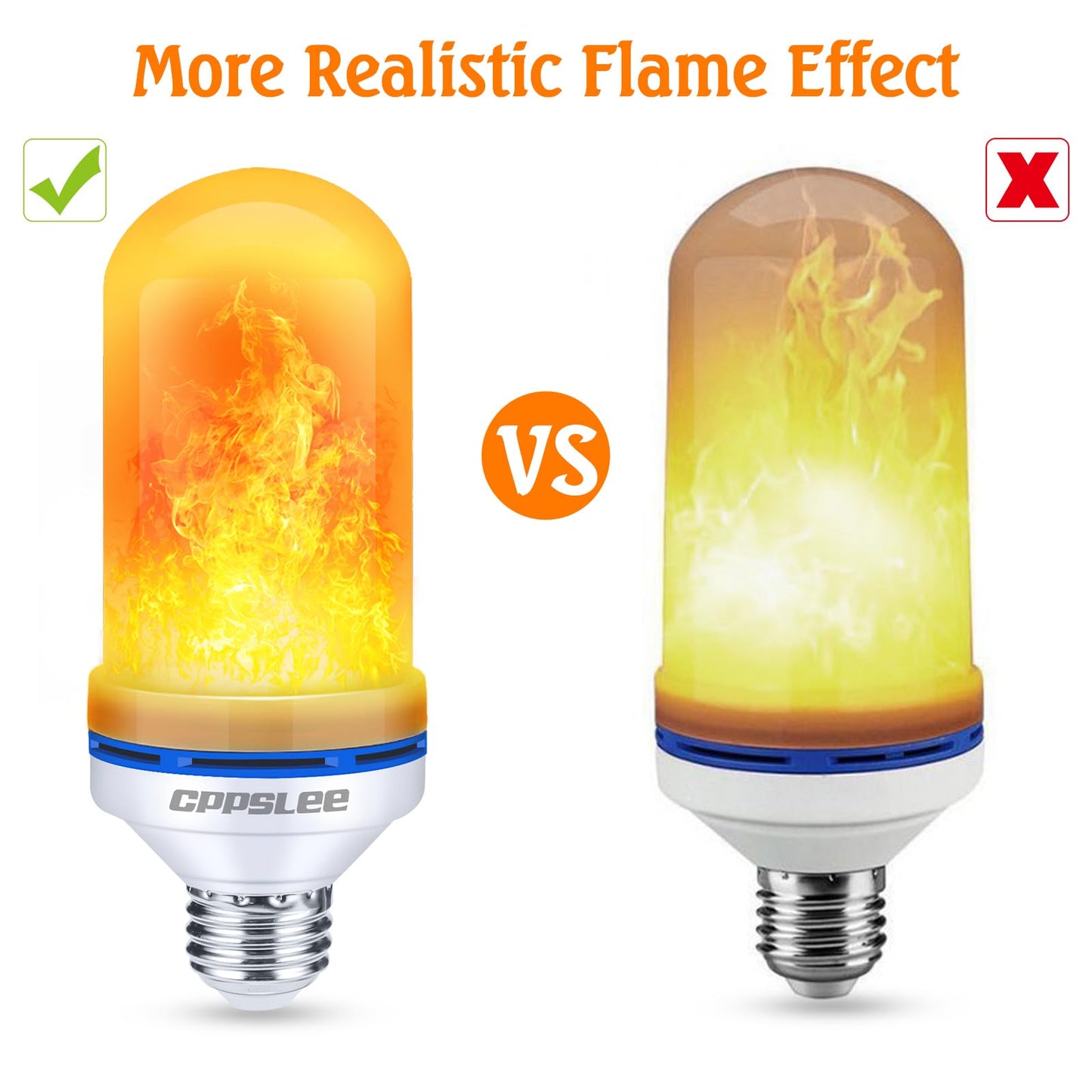 CPPSLEE Upgraded LED Flame Light Bulbs, 4 Modes Flickering Light Bulbs, E26 Base Fire Flame Bulb for Halloween Decorations Outdoor, Christmas Lights Patio Indoor Home Decor (Yellow, 2 Pack)