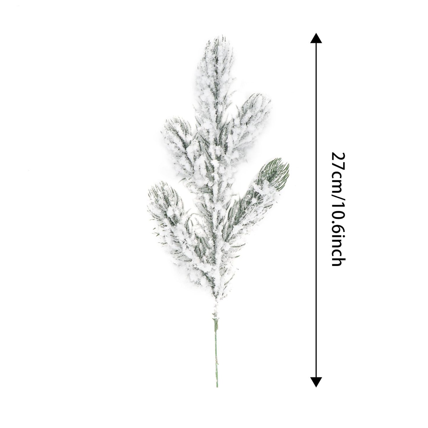 12Pcs Snowy Artificial Pine Needles - Branches Twigs 10.6" Frosted Pine Picks Greenery Stems for Crafts, Wreaths, Garlands - Holiday Decor
