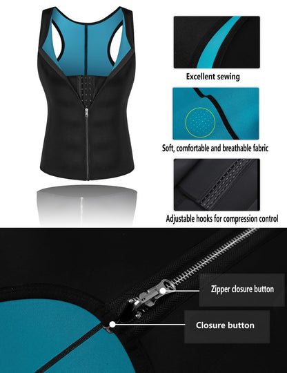 RIBIKA Men Sweat Vest Neoprene Fat Burner Top Sauna Suit for Weight Loss Belly Workout Body Shaper