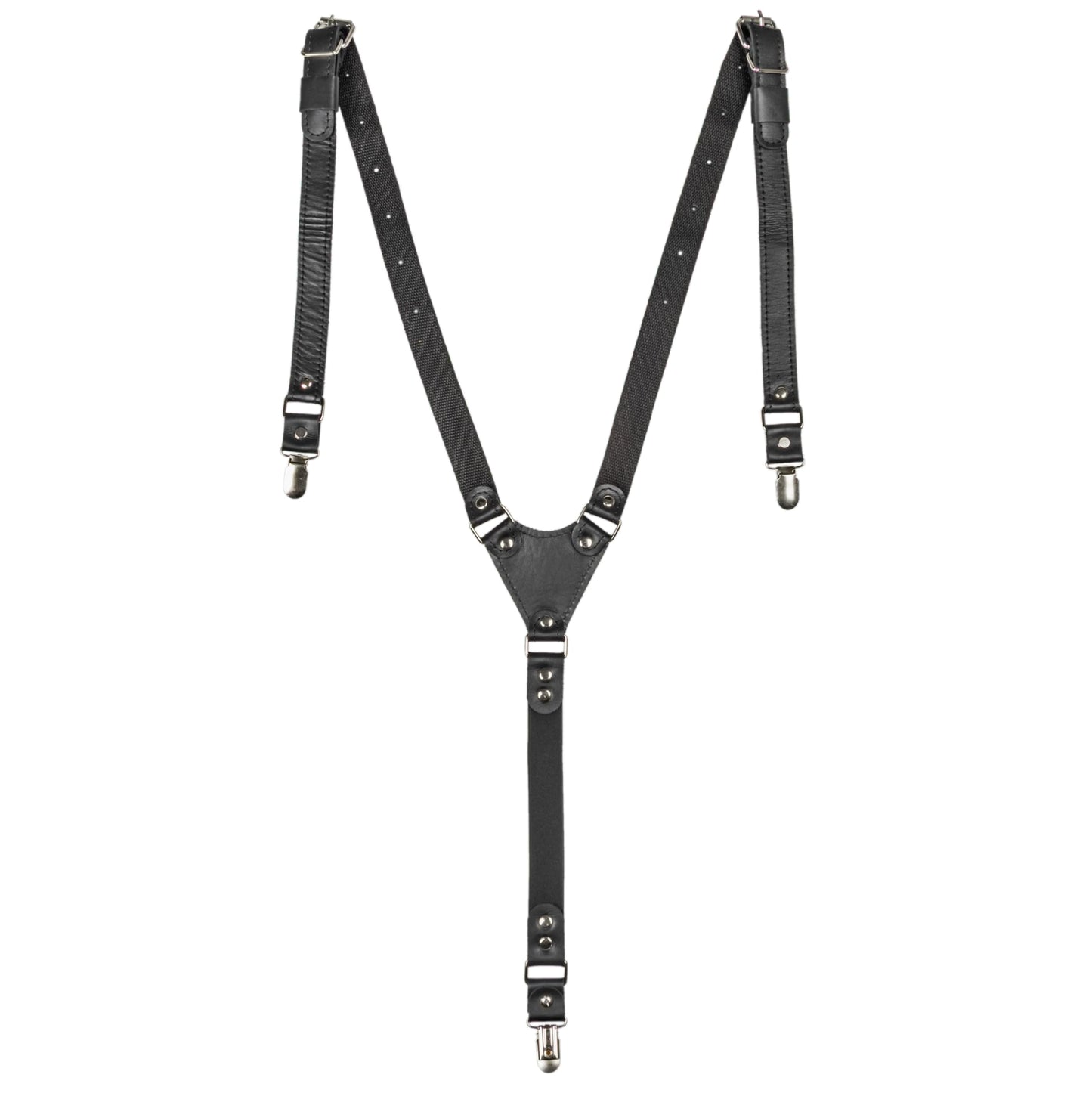 GE MARK Leather Suspenders for Men and Women, Wedding and Gift Accessory (Black)
