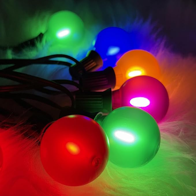 25Ft LED Christmas Outdoor String Lights, G40 Globe Lights with 27 0.6W Multicolor Bulbs, Vintage Christmas Lights for Holiday Party Backyard Wedding Garden Patio Porch Decor, Green Wire