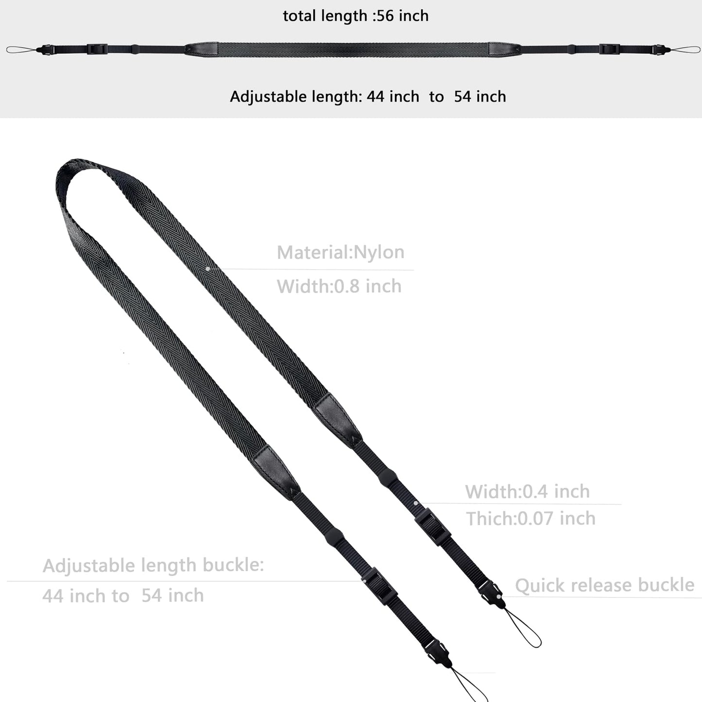 YMTHamaz3 Camera Neck Strap/Thin Camera Strap or Binoculars Strap Black