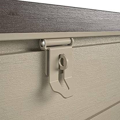 Cosco Outdoor Living 180 Gallon Patio Storage Box, Extra Large, Lockable Lid, Weather-Resistant, Tan/Brown