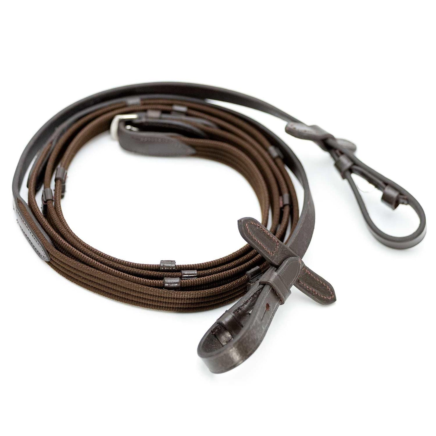 Jeffers Uniquely English Devon Leather Snaffle Bridle with Reins for Horses, Oversize - Padded Monocrown, Raised Browband, Cavesson Noseband, Hook Stud Ends, English Horse Tack for Riding or Jumping
