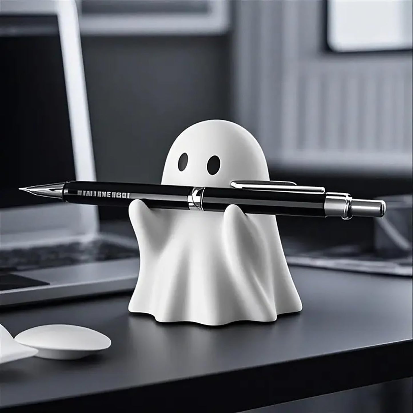 BHOOKA Halloween Finger Ghost Figurine Cute Cartoon Spooky Resin Middle Finger Statue Decor Halloween Ghost Sculpture Tabletop Ornament for Holiday Desk Bookshelf Art Display Supply