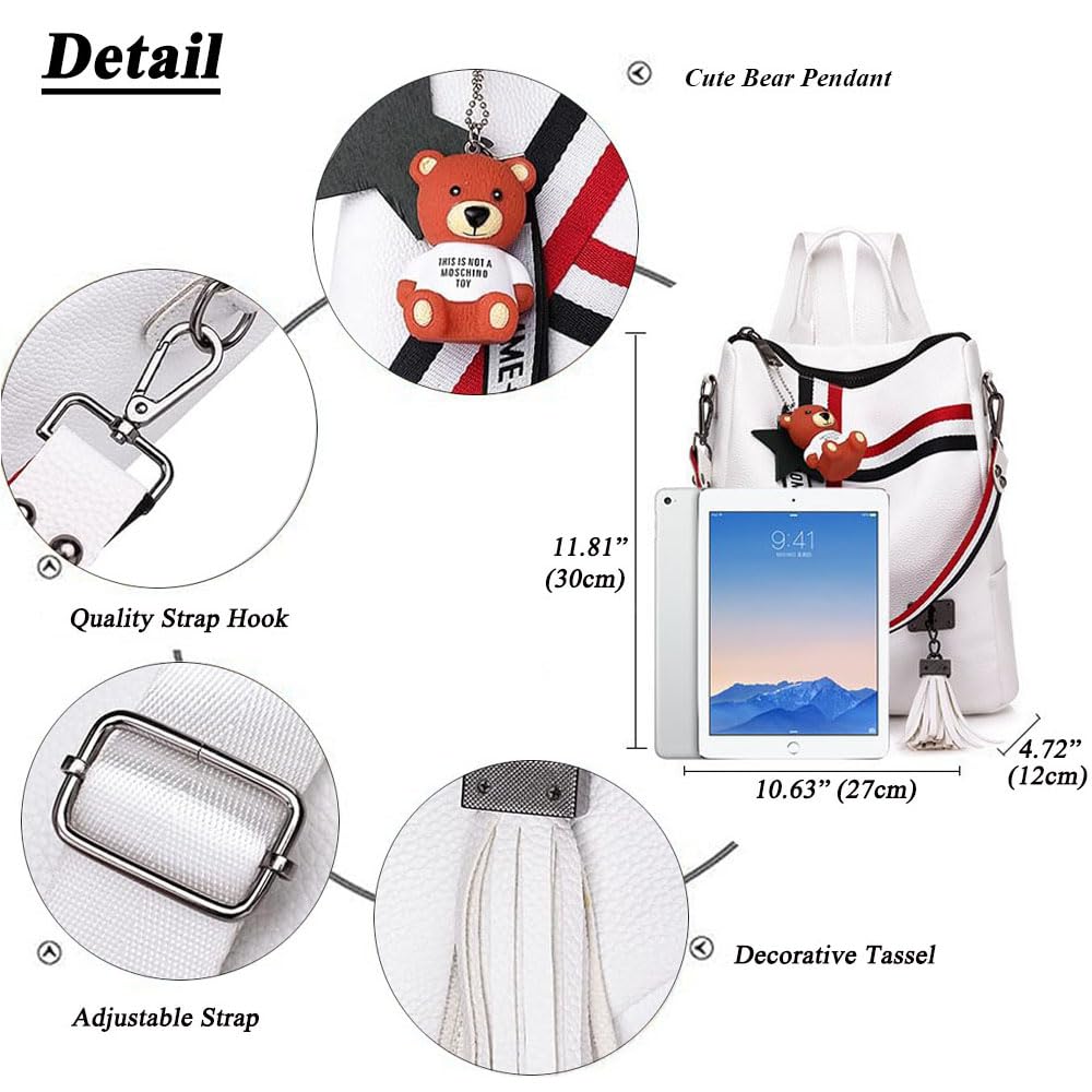 Taremoci Fashion PU Leather Backpack Purse for Women Travel Backpack Bag with Tassel Ladies Shoulder Handbags Casual Daypack