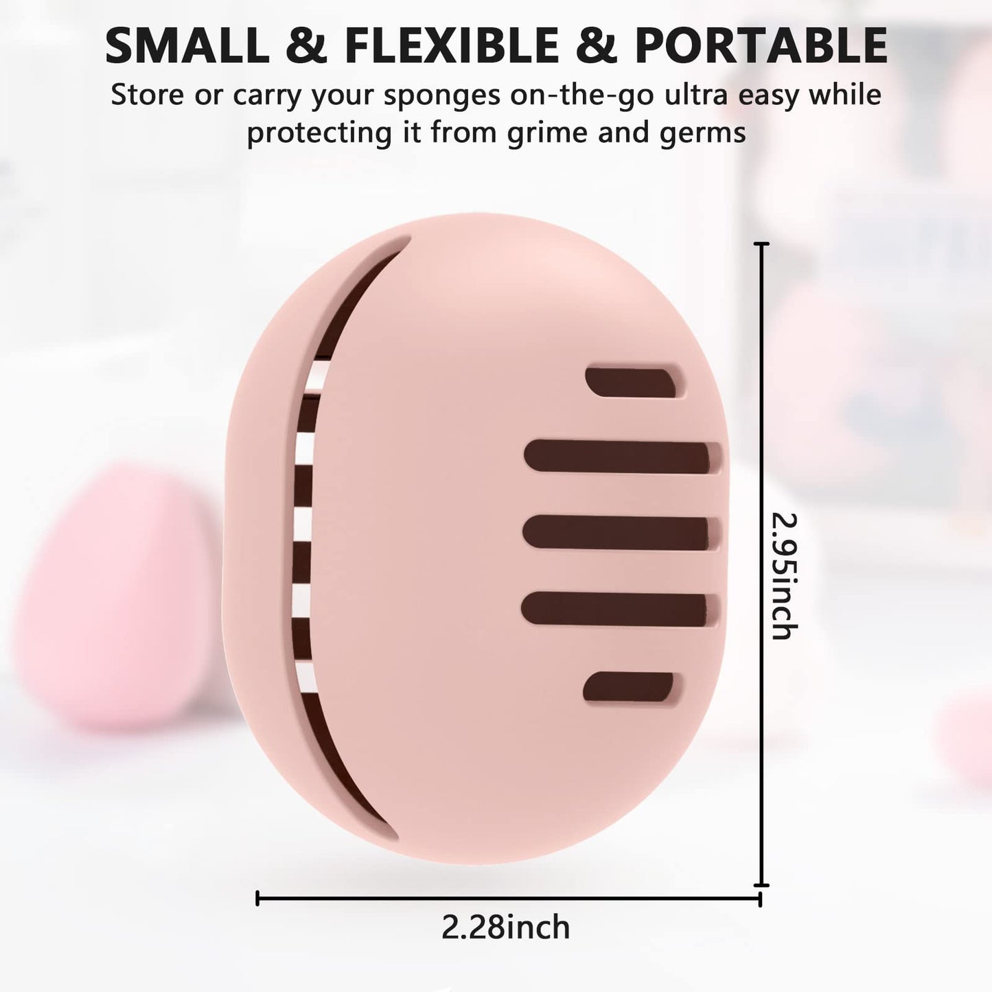 2 Pcs Makeup Sponge Holder,Double-Sided Breathable Silicone Beauty Blender Holder for Travel or Daily,Shatterproof Make-up Travel Case Quick Drying Easy to Carry,Grey+Pink