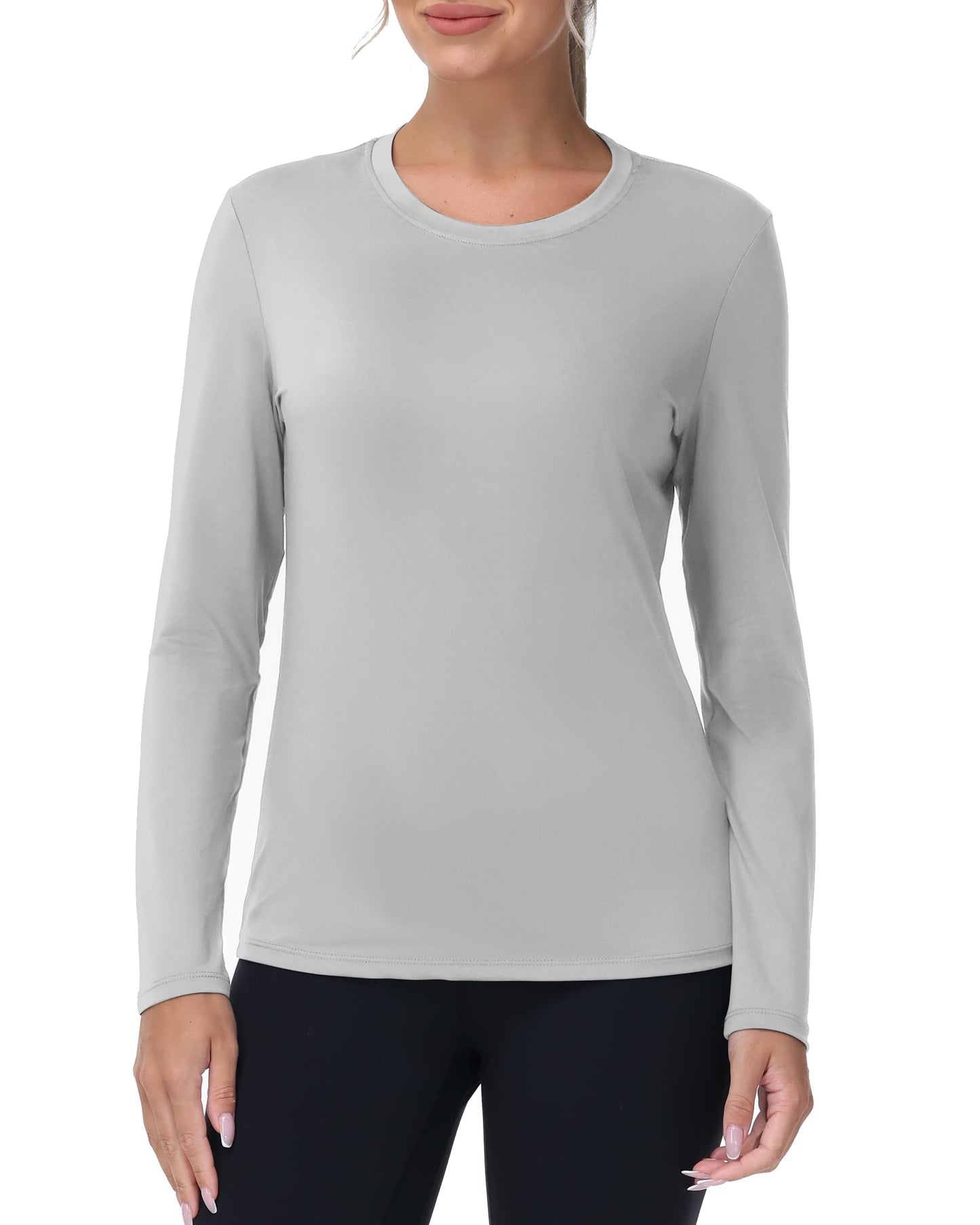 isnowood Womens Long Sleeve Rash Guard, UV UPF 50+ Sun Protection Shirts, Quick Dry Lightweight Tops for Swimming Workout Hiking Running