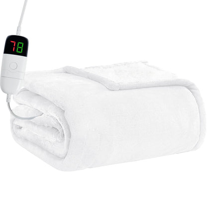 Heated Electric Blanket Queen Size - 84" x 90" Heating Blanket with Dual Control, 10 Heating Levels & 8 Hours Auto Off, Soft Warm Flannel Blanket, Christmas Birthday Gifts for Senior Grandma