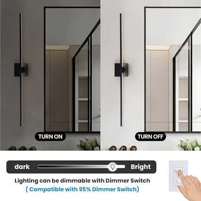 URSOLA Black Bathroom Light Fixtures, 36 inch Modern LED Vanity Lighting Over Mirror, 3CCT Dimmable Wall Sconces for Bedroom