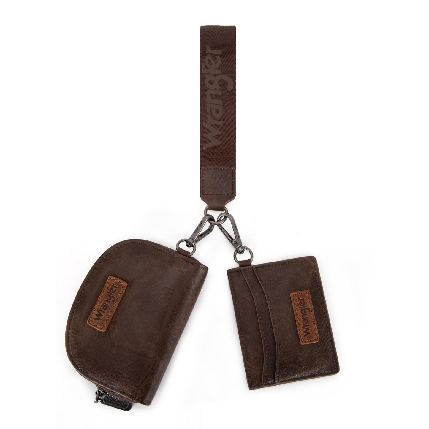 Wrangler KeyChain Wallet Wristlet Wallets for Women Dual Pouch Wristlet with Zipper Womens Credit Card Holder Wallet
