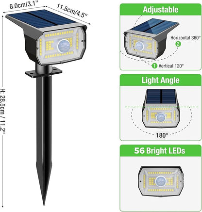 nipify 10 Pack Solar Lights Outdoor Waterproof, 3 Modes Motion Sensor Spot Lights,Solar Powered Spotlights 2-in-1 Auto On/Off Landscape Lighting for Outside Yard Wall Garden, Cool White