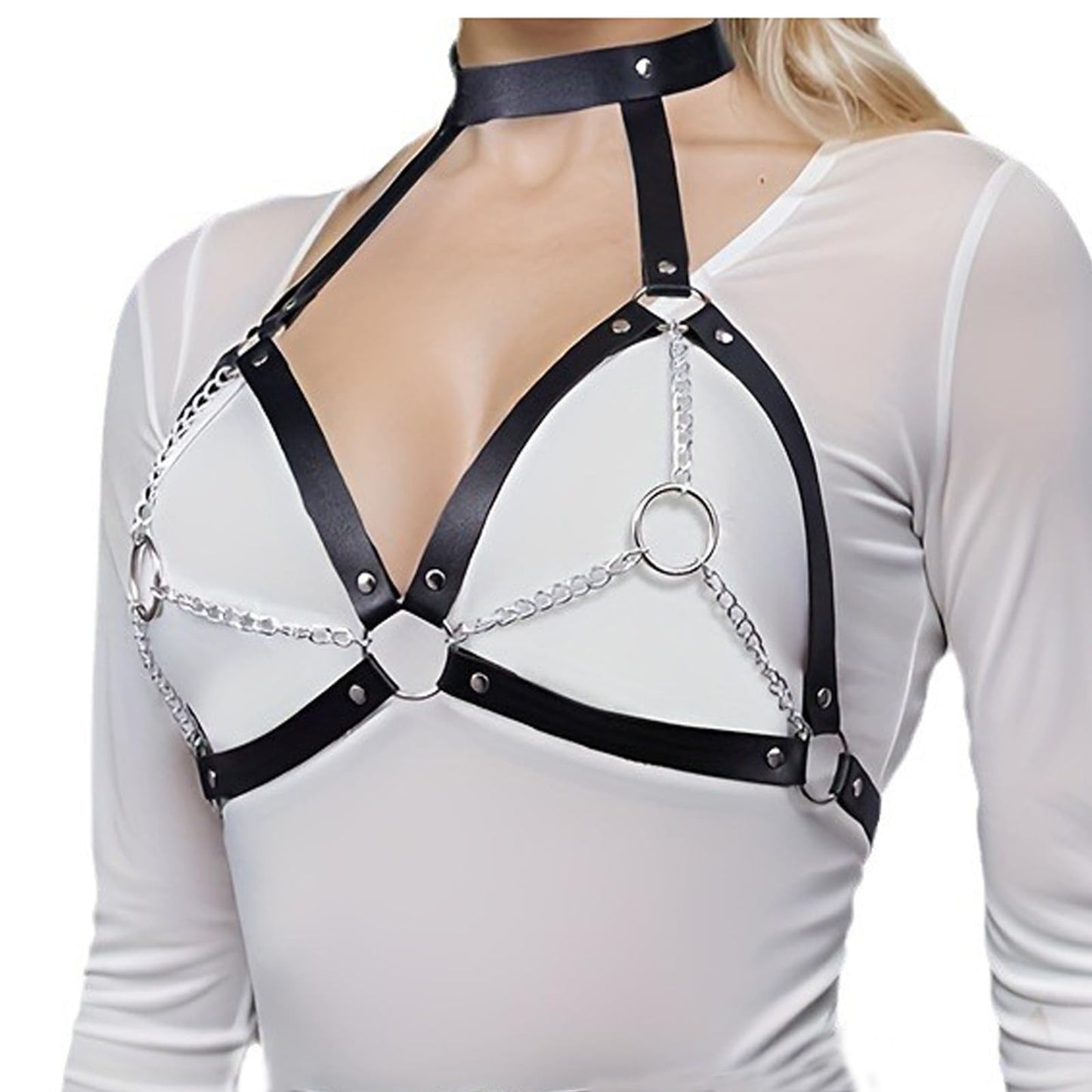 Punk Black Chest Harness Goth Fashion Adjustable Strap Body Harnesselt Waist Chain Belts,Women's Body Chains Rave Accessories