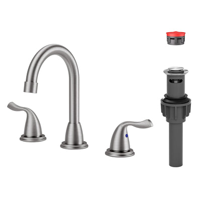 Bathroom Sink Faucet 3 Hole Brushed Nickel, ARCORA 8 Inch Widespread Bathroom Faucet, 2 Handles Bathroom Faucet with Pop Up Drain and cUPC Supply Lines
