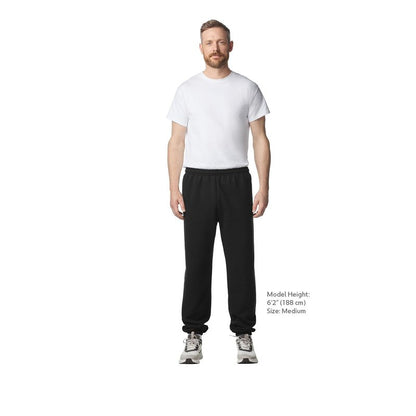 Gildan Adult Fleece Elastic Bottom Sweatpants, Style G18200, Black, Large