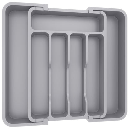 Lifewit Silverware Drawer Organizer, Expandable Utensil Tray for Kitchen, BPA Free Flatware and Cutlery Holder, Adjustable Plastic Storage for Spoons Forks Knives, 8.5"-14.1" x 12.1", Black
