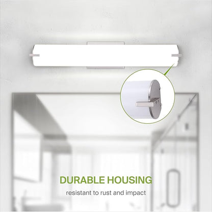 ASD LED 24" Vanity Wall Mount Light Fixture, Linear Bathroom Lighting Bar | 3CCT, Dimmable, Energy Star, ETL Listed | 25W 1950LM 3000-5000K 120V | Long Tube Bath Sconce Over Mirror | Nickel