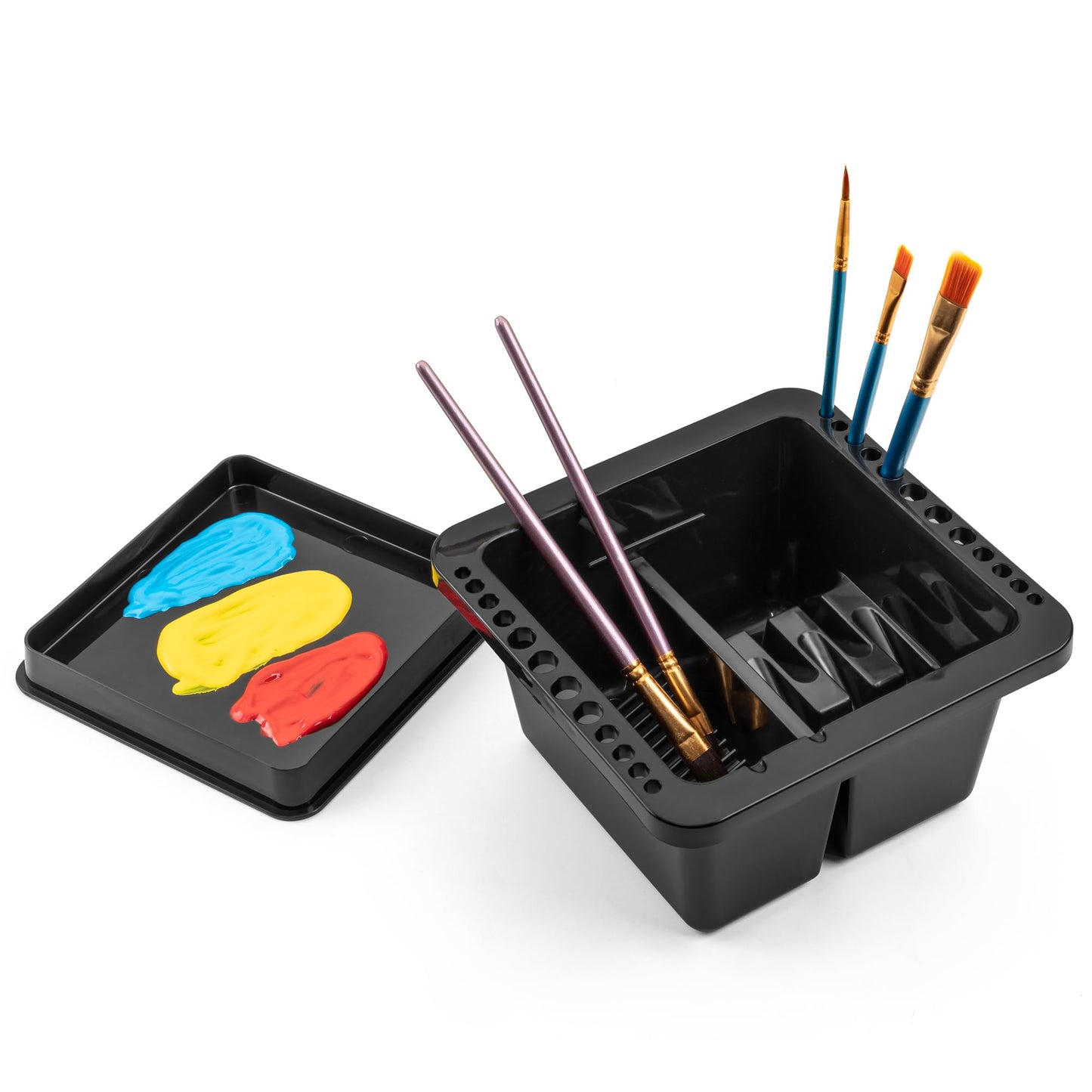 MyLifeUNIT Paint Brush Cleaner, Paint Brush Holder and Organizers for Acrylic, Watercolor, and Water-Based Paints (Black)