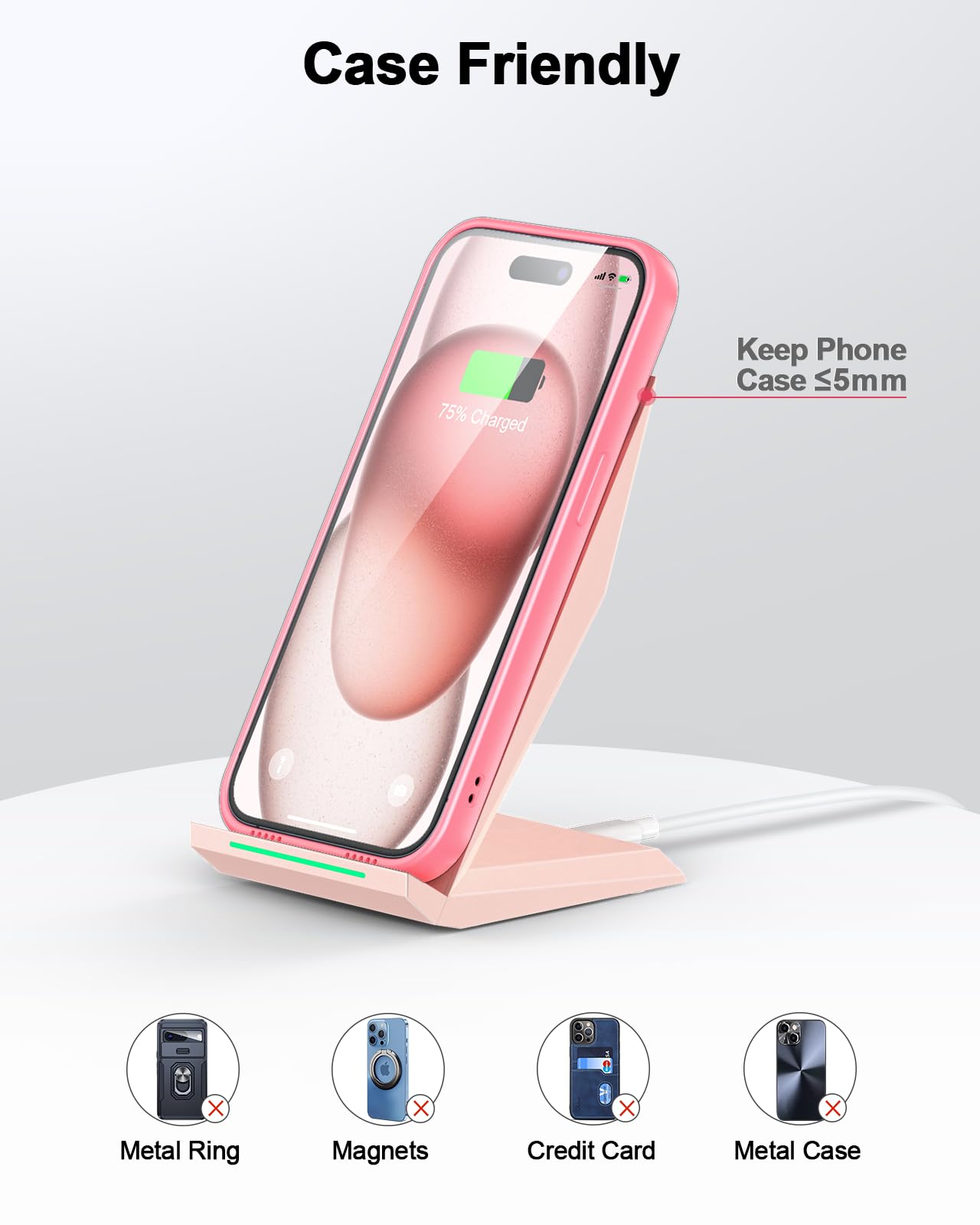 Fast Wireless Charger, [2 Pack] NANAMI Qi Certified Wireless Charging Stand Compatible iPhone 17/17 Air/17 Pro/17 Pro Max/16/15/14/13/12, Phone Charger for Galaxy S25/S24/S23/S22 and Qi-Enabled Phone