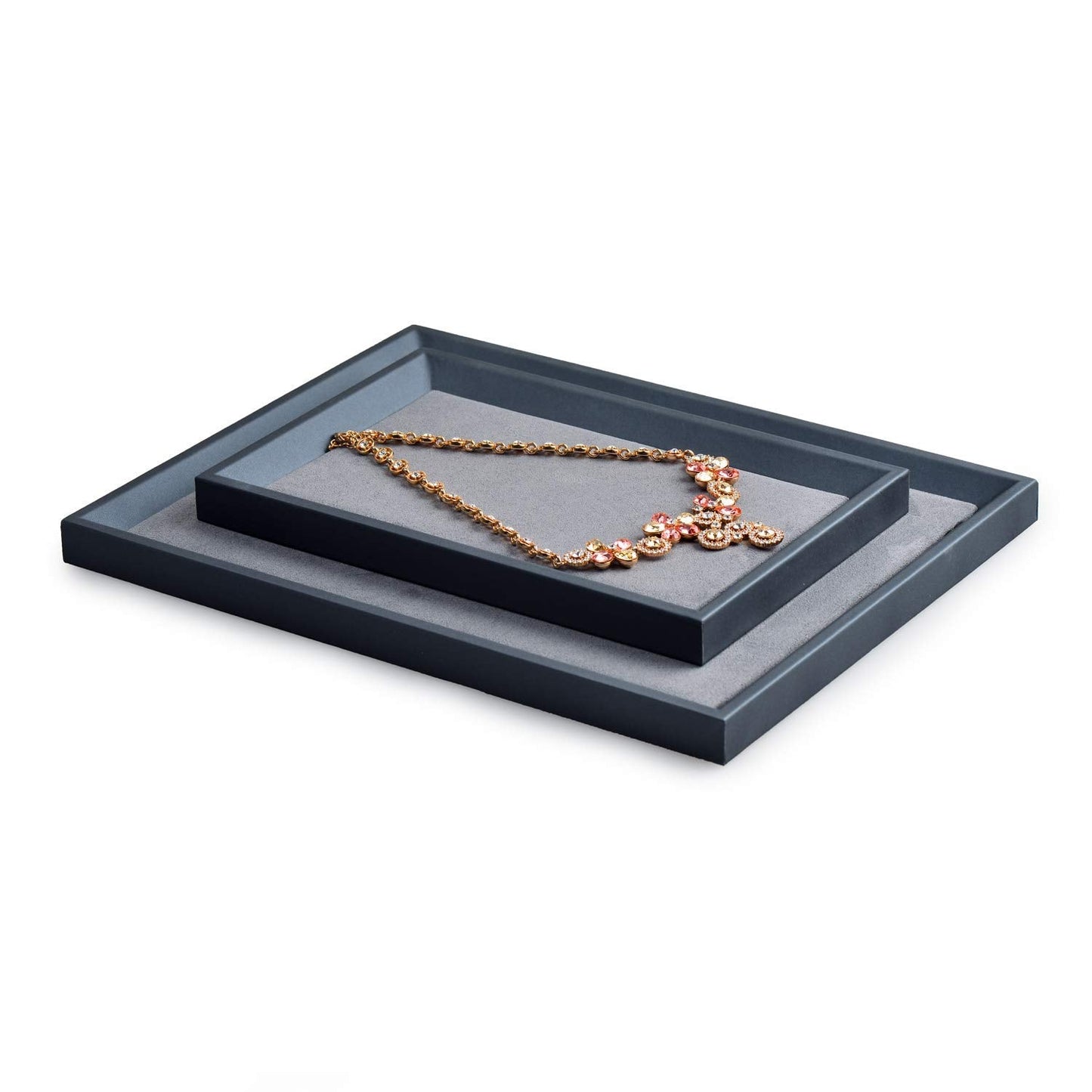 Oirlv Premium Leather Flat Jewelry Tray Jewelry Display Organizer Valet Tray for Nightstand or Dresser Organizer(Medium)