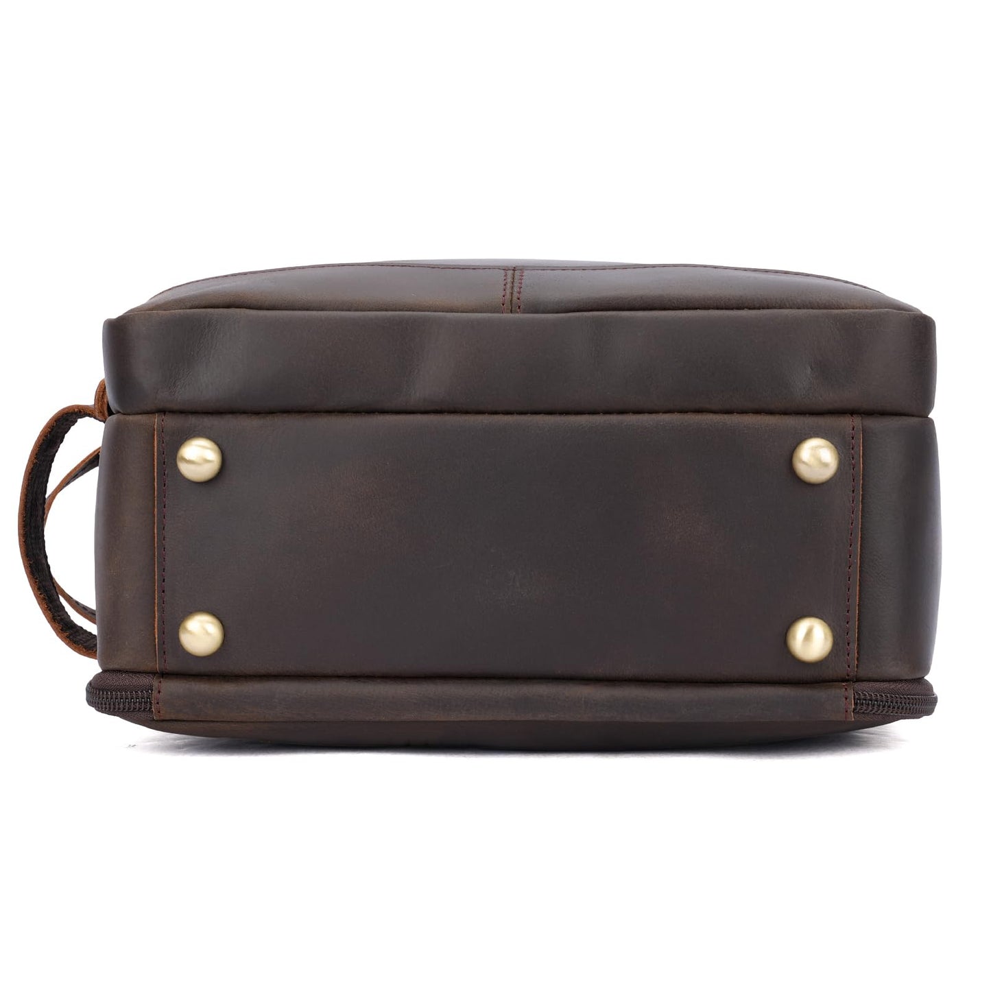 Polare Full Grain Leather Toiletry Bag for Men, Portable Travel Dopp Kit, Large Shaving Kit Organizer Cosmetic Case, Wash Pouch with YKK Zippers