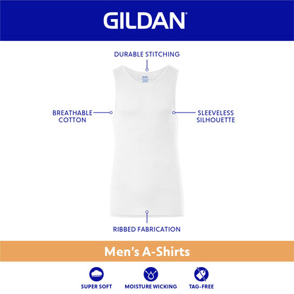 Gildan Men's A-Shirt Tanks, Multipack, Style G1104, Black (6-Pack), Medium