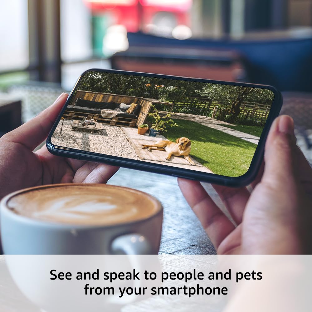 Blink Outdoor 4 – Wireless smart security camera, two-year battery life, 1080p HD day and infrared night live view, two-way talk. Sync Module Core included – 5 camera system