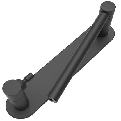 WZRUA Adhesive Toilet Paper Holder Matte Black Double Post Pivoting Bathroom Toilet Tissue Holder Roll Holder Stick On No Drilling Stainless Steel and Zinc Alloy