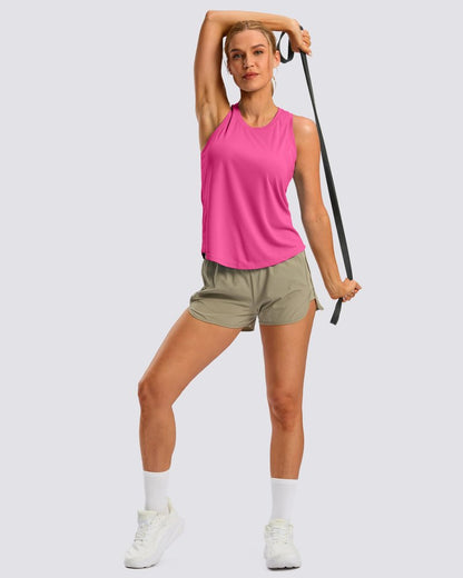 G Gradual Women's Workout Tank Tops Racerback Athletic Yoga Tops Loose Fit Sleeveless Running Gym Sports Shirts for Women(Magenta,XXL)
