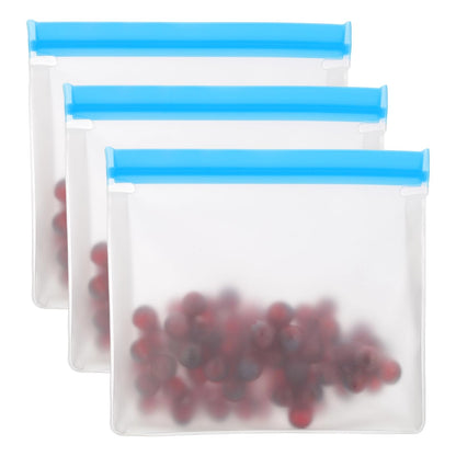 PATIKIL 8.7"x2"x5.3" Reusable Freezer Bag, 3 Pcs Leakproof Zip Food Storage Stand Up Bags Fridge Snack Vegetable Fruit Ice Container for Long-Lasting Freshness, Black