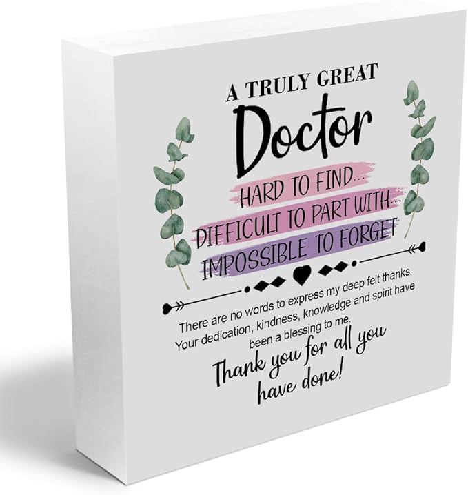 Doctor Gifts Wooden Box Sign Wall Decor Wooden Plaque Sign Thank You Gifts for Doctors Office Bedroom Home Decor Desk Shelf Table Decor Doctor Gift Graduation Retirement Appreciation Gifts