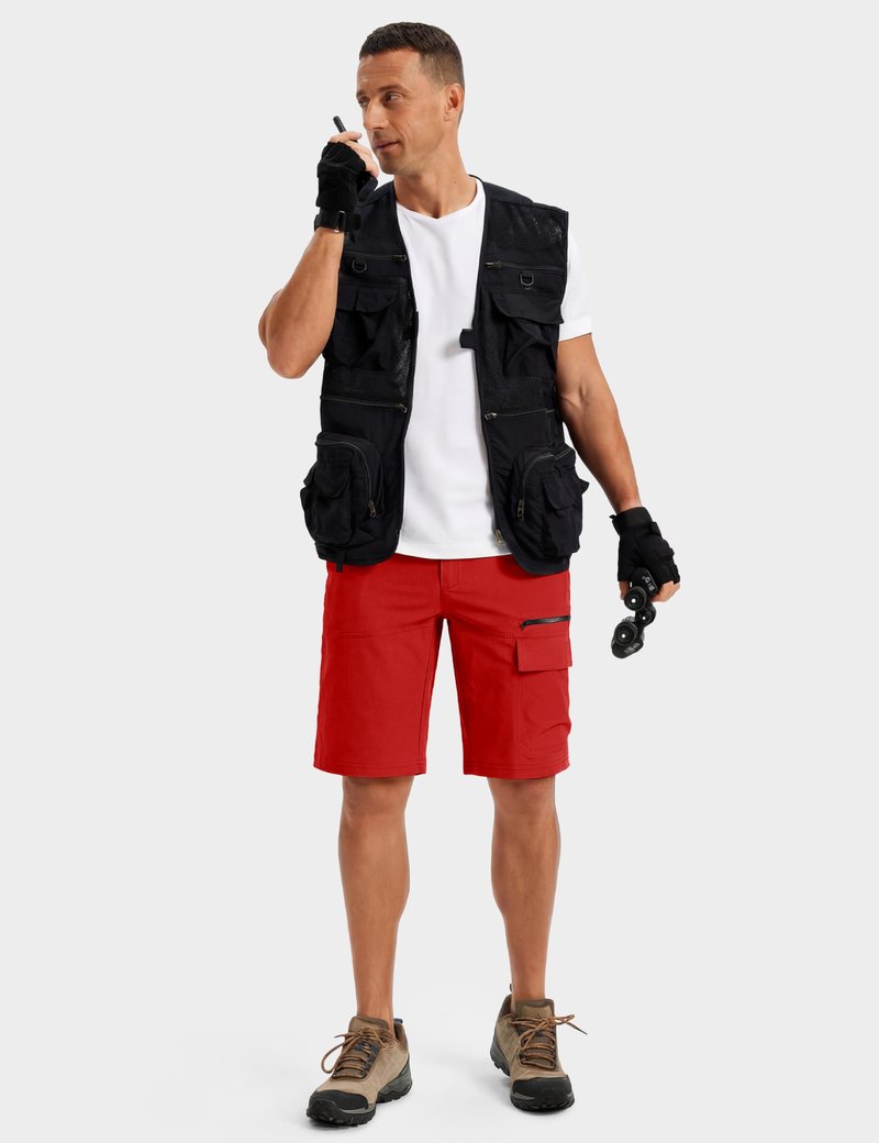 TACVASEN Mens Cargo Shorts Casual Dress Hiking Shorts Quick Dry Outdoor Waterproof Lightweight Tactical Work Fishing Travel Summer Red 38