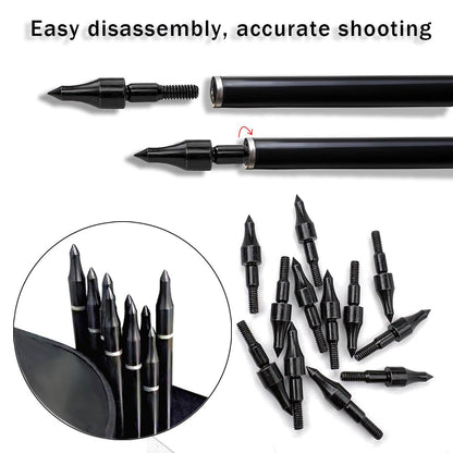Qoaimu 100 Grain Archery Arrow Field Points Field Tips, High Precision 100 Grain Field Points, Screw-in Bullet Points for 5/16 Inch Arrows Broadheads for Recurve, Compound Bow Crossbow