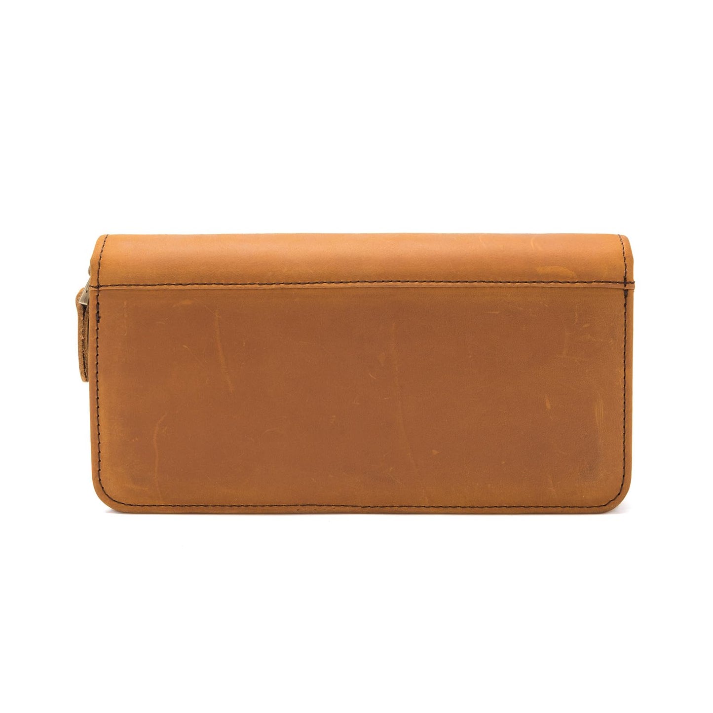 Geslun Genuine Leather Fountain Pen Case - Zippered Ballpoint Pen Pouch Bag with 4 Loops Holder, Inside Open Slot, Handmade Soft Cowhide, Vintage Stationery Gift for Men and Women, Brown