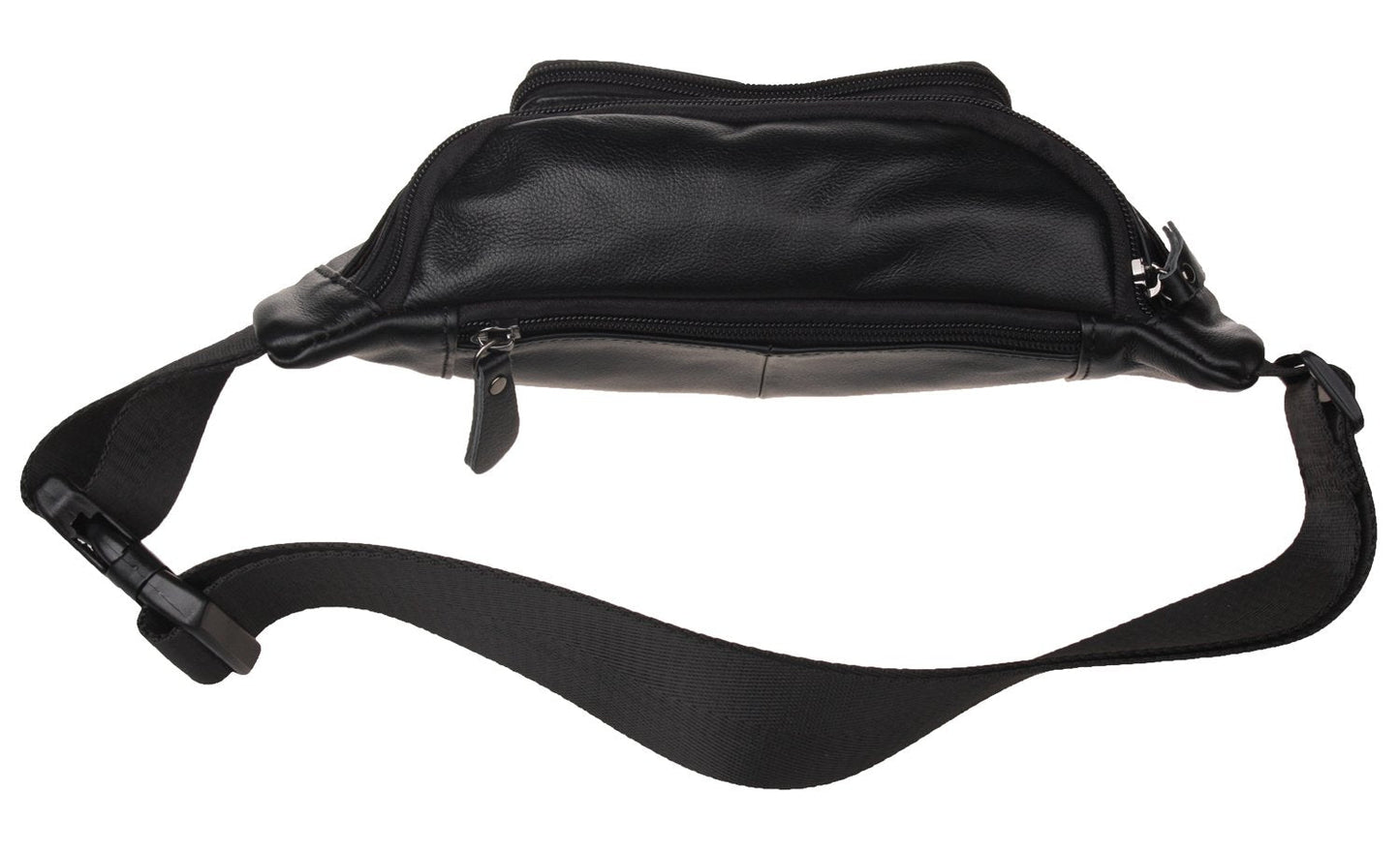 Polare Napa Leather Fanny Pack Waist Bag For Outdoor Travel Camping Cycling Running Black-Small