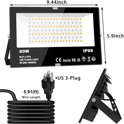 LED Flood Light Outdoor 800W Equivalent 8000LM RGB Landscape Light Controlled by BRmesh APP , No Remote, DIY Scenes - Timing - 5700K Daylight White - Color Changing Uplight, IP66 US Plug MELPO(4 Pack)