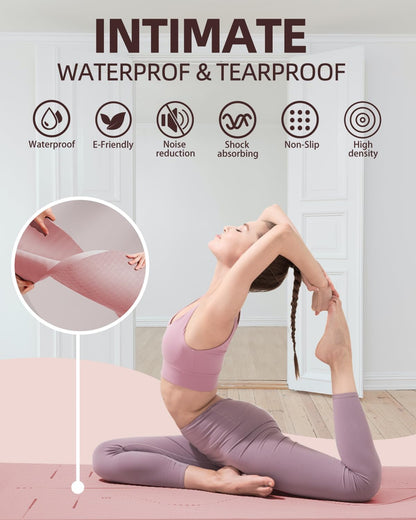 YOTTOY Yoga Mat, 72"x 32"x1/3" Extra Wide Non-Slip Exercise Fitness Yoga Mats,Eco-Friendly TPE Exercise Mats for Women Men Home Workout with Strap Bag (Coral, 72x32x1/3)