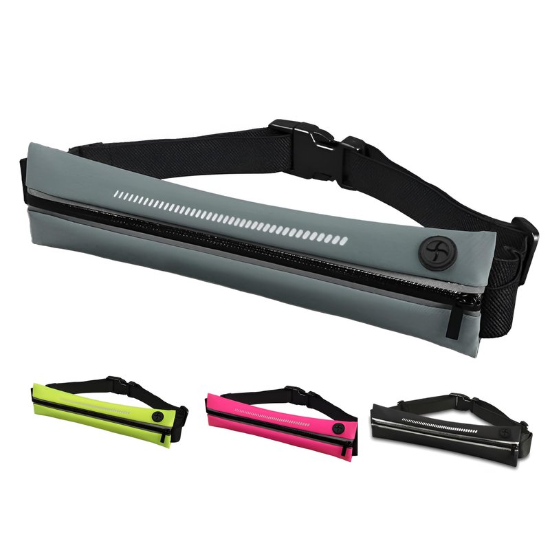 Lightweight Running Belt - Ergonomic Single or Double for Man and Woman - Perfect for running, training, sports (Single, Gray) designed for carrying Phone, Keys & Essentials - For All Cell Phones
