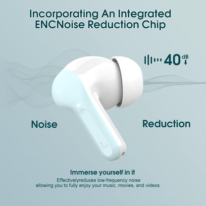 Wireless Earbuds, Bluetooth 5.4 Headphones HiFi Stereo, Bluetooth Earbuds with ENC Noise Cancelling Mic, IP7 Waterproof in Ear Earphones, 48H, LED Display Ear buds for Pad Workout Sports, Azure