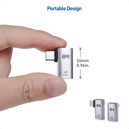 Cable Matters Combo-Pack 40Gbps Right Angle USB-C Adapter Kit, Up to [4K@240Hz Video, 240W Charging, 40Gbps Data Transfer] 90 Degree USB C Adapter, Compatible with Thunderbolt 4, iPhone 16, Steam Deck