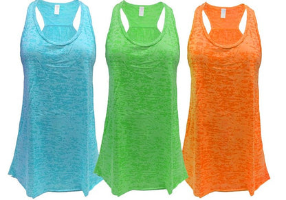 Women’s Flowy Racerback Tank Top – Lightweight Athletic Sleeveless Workout Gym Shirt – Regular & Plus Pack of 3 (XL, Blue/Green/Orange)