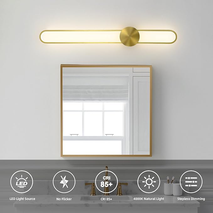 JAYMP Modern Wall Sconce Dimmable LED Wall Light Fixture, Hardwired Wall Lamp for Living Room, Dining Room, Bedroom, Hallway, Lobby, Entryway (Brushed Black, H56cm/22inch)