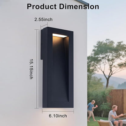 Modern Outdoor Wall Light with LED, Exterior Lighting Fixtures 2700K Integrated, Matte Black Outside Wall Mount Lights for House Front Door Porch Garage Patio Black 2 Packs