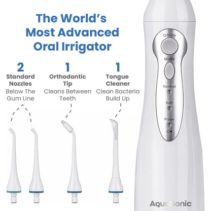 AquaSonic Home Dental Center Rechargeable Power Toothbrush & Smart Water Flosser - Complete Family Oral Care System - 10 Attachments and Tips Included - Various Modes & Timers (Black)