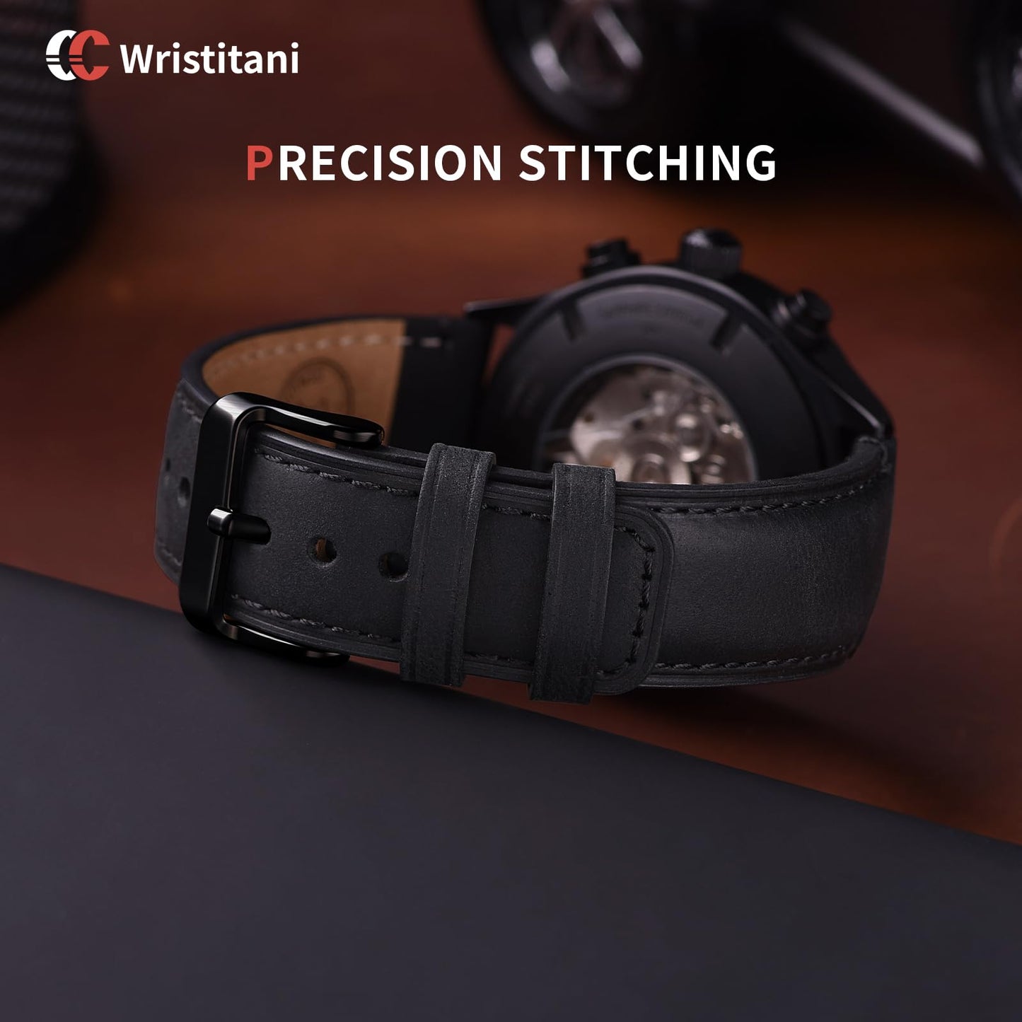 Wristitani Leather Watch Band, 20mm 22mm Top Genuine Leather Watch straps for Men, Quick Release Vintage Wristband Suitable for Classic Quartz Mechanical Smartwatches