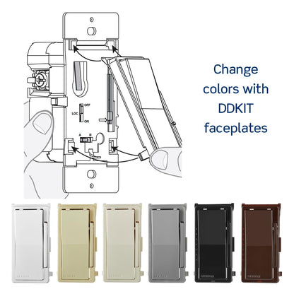 Leviton Decora Smart Switch Companion for Multi-Location Switching (Not for stand-alone use), 120VAC, 60Hz DD0SR-1RM, White, Light Almond